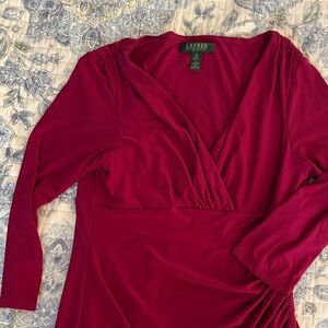 Lauren Ralph Lauren Burgundy/Berry Faux Wrap Dress 12
